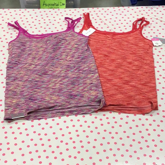 2 tanks with built in bra, size L/XL RUNS SMALL, pink and red - Picture 1 of 2
